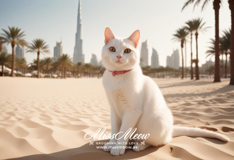 Film photography small fluffy white cat wit