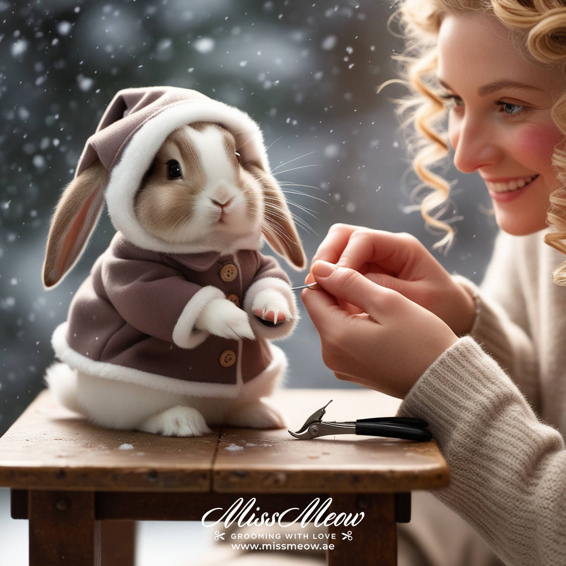 winter rabbit grooming